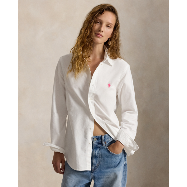 White Pink Pony Cotton Oxford Shirt Polo Ralph Lauren 5