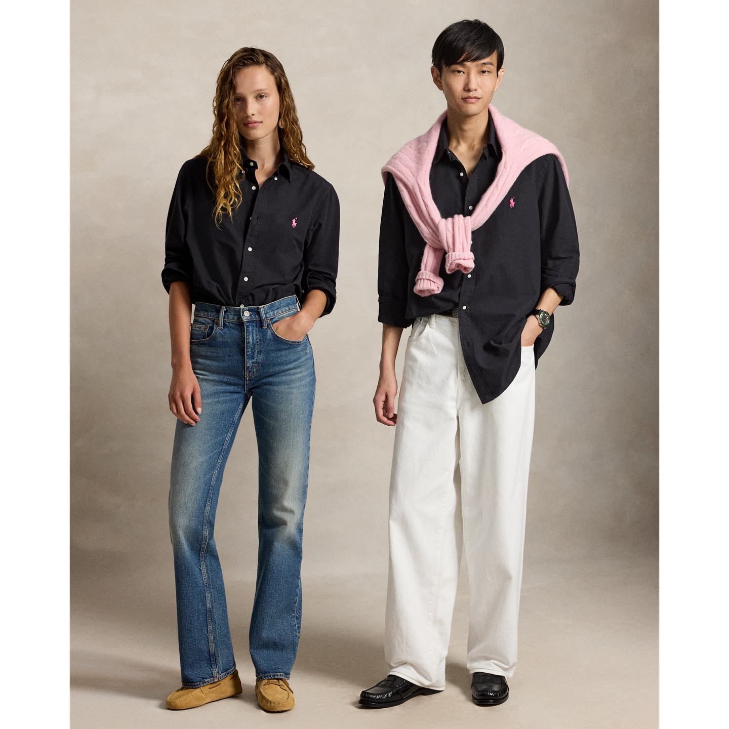 Женская рубашка Ralph Lauren Pink Pony Cotton Oxford, цвет: Чёрный — фото 7