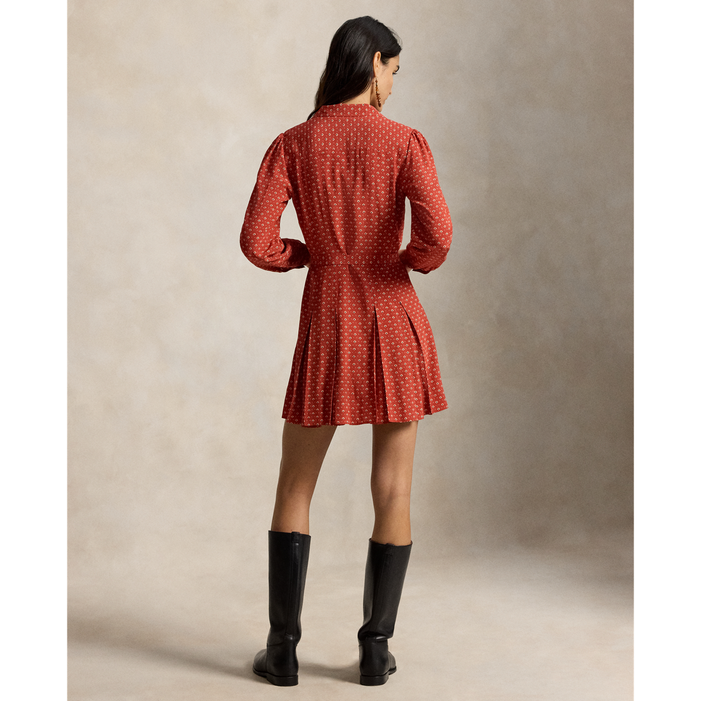 Женское платье Ralph Lauren Silk Mini Shirtdress, цвет: Красный / Кремовый разноцветный — фото 2
