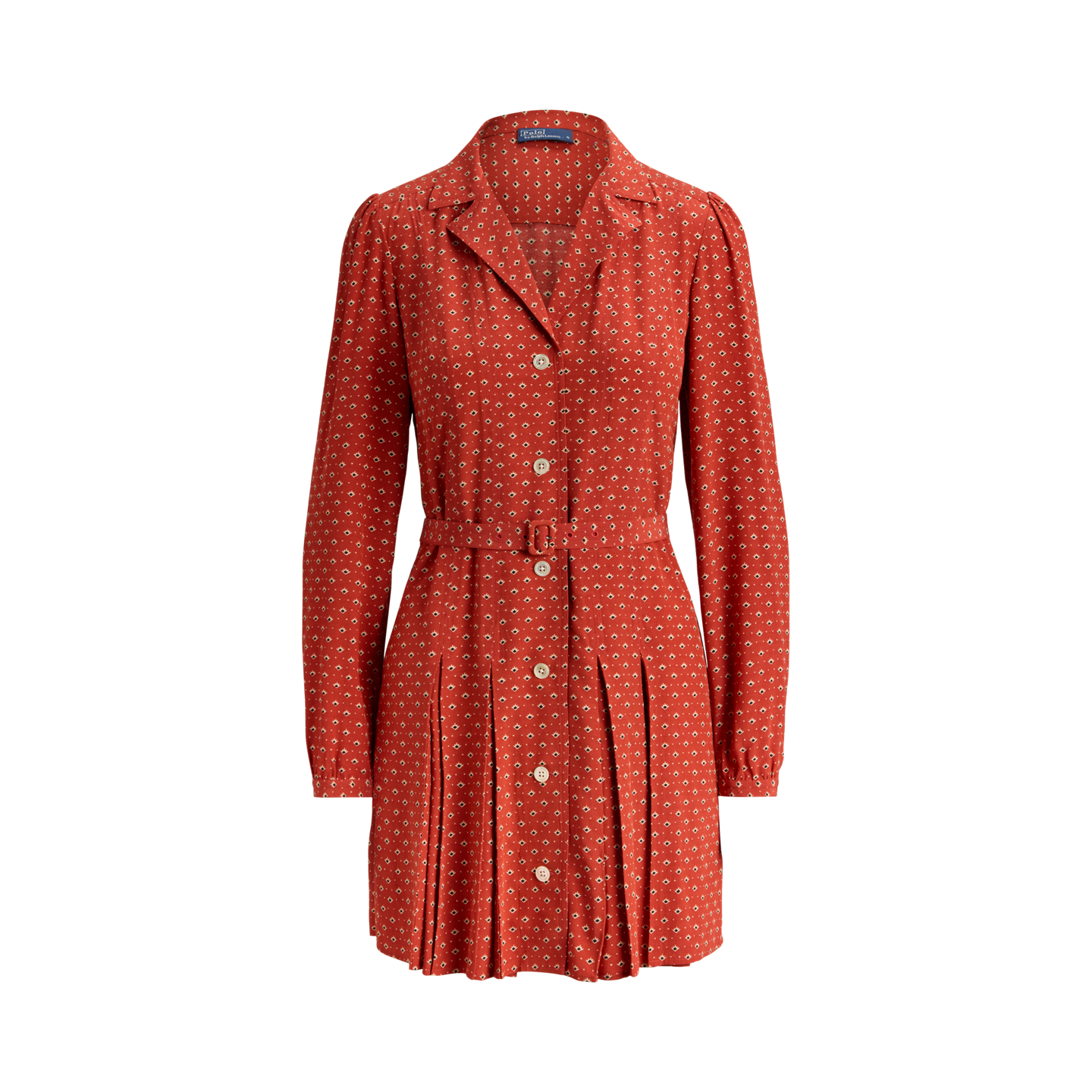Женское платье Ralph Lauren Silk Mini Shirtdress, цвет: Красный / Кремовый разноцветный — фото 6