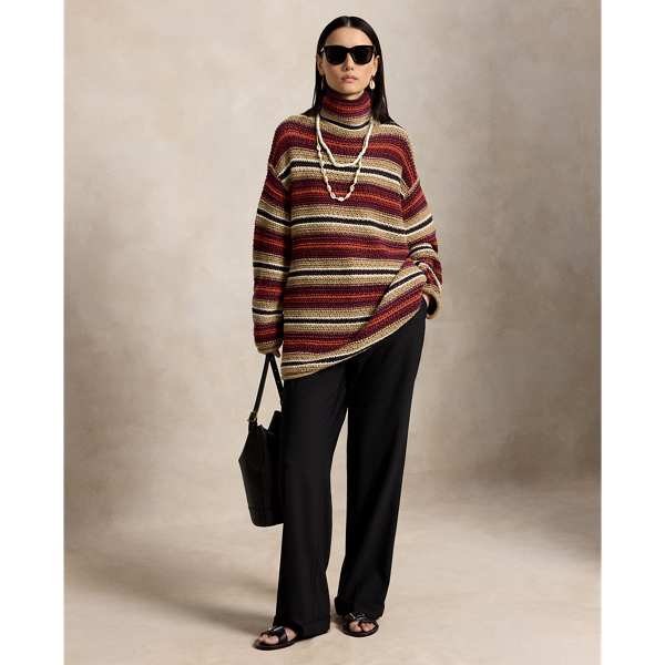 Camisola oversize &agrave;s riscas l&atilde; e algod&atilde;o