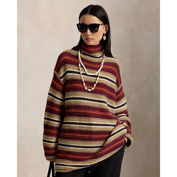 Camisola oversize &agrave;s riscas l&atilde; e algod&atilde;o