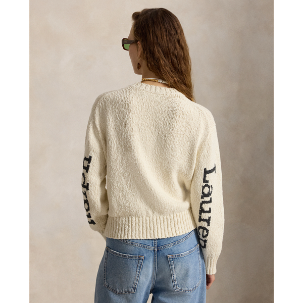 Pull logo &agrave; col rond en coton