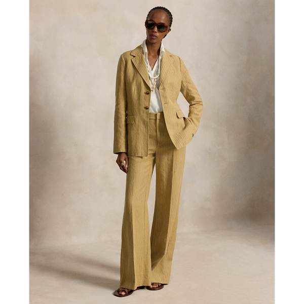 Pinstripe Hemp-Linen Blazer