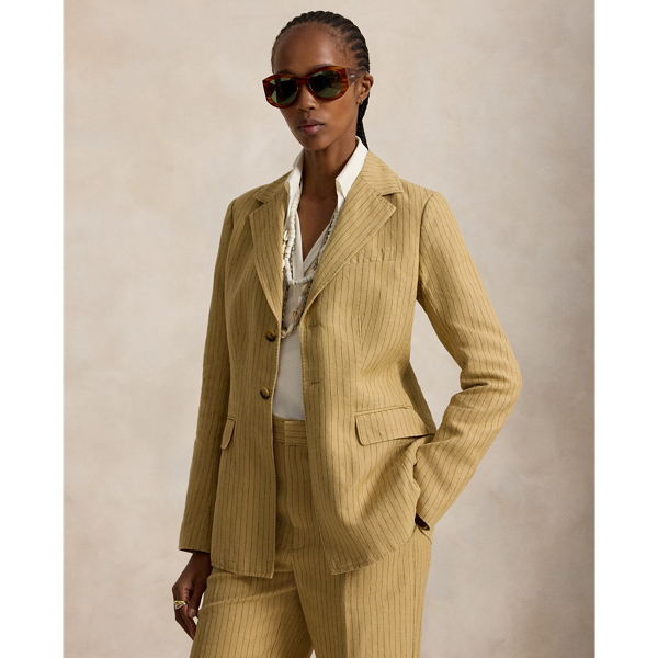 Pinstripe Hemp-Linen Blazer