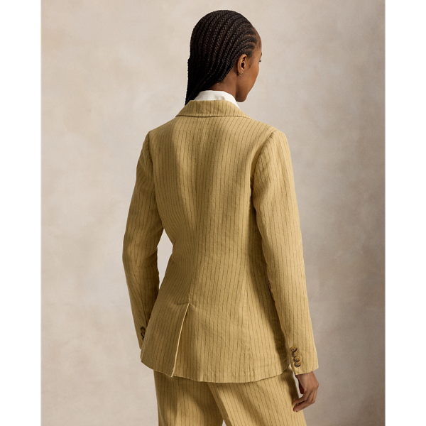 Pinstripe Hemp-Linen Blazer