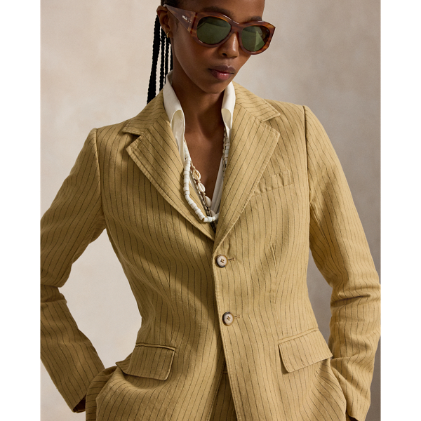 Pinstripe Hemp-Linen Blazer