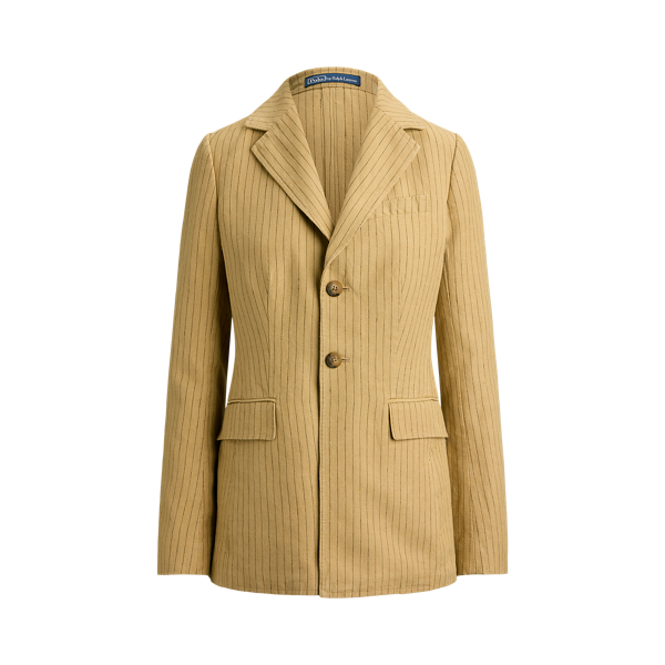 Pinstripe Hemp-Linen Blazer