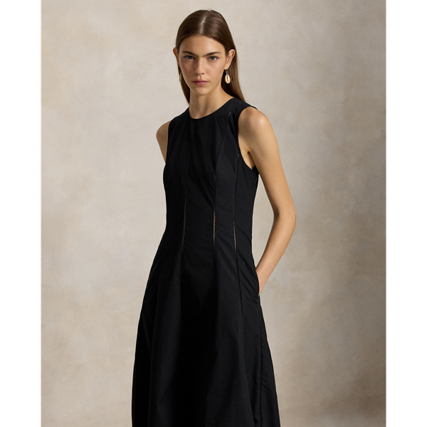 Embroidered Scalloped-Hem Dress