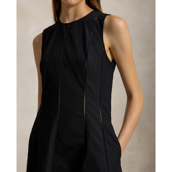 Embroidered Scalloped-Hem Dress