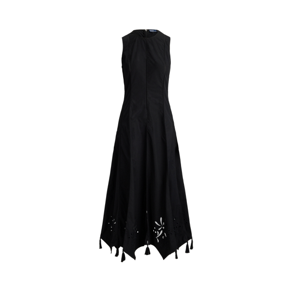 Embroidered Scalloped-Hem Dress