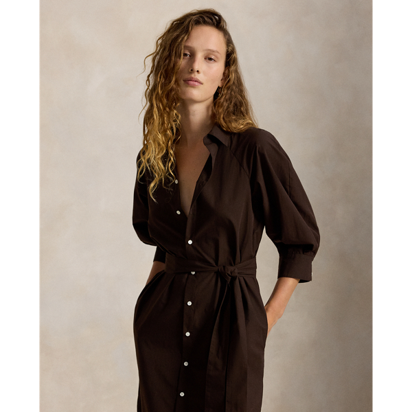 Cotton Raglan-Sleeve Shirtdress