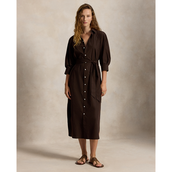 Cotton Raglan-Sleeve Shirtdress