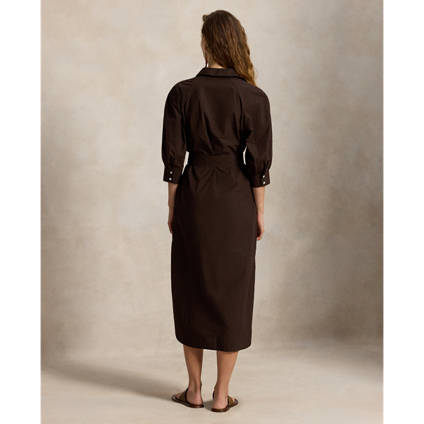 Cotton Raglan-Sleeve Shirtdress