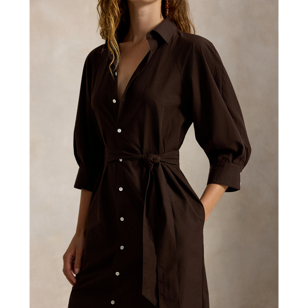 Cotton Raglan-Sleeve Shirtdress