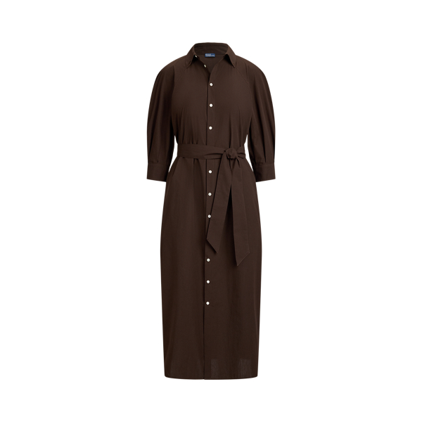 Cotton Raglan-Sleeve Shirtdress