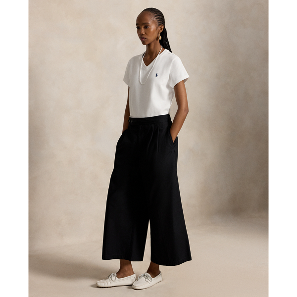 Shrunken fit katoenen T-shirt met V-hals