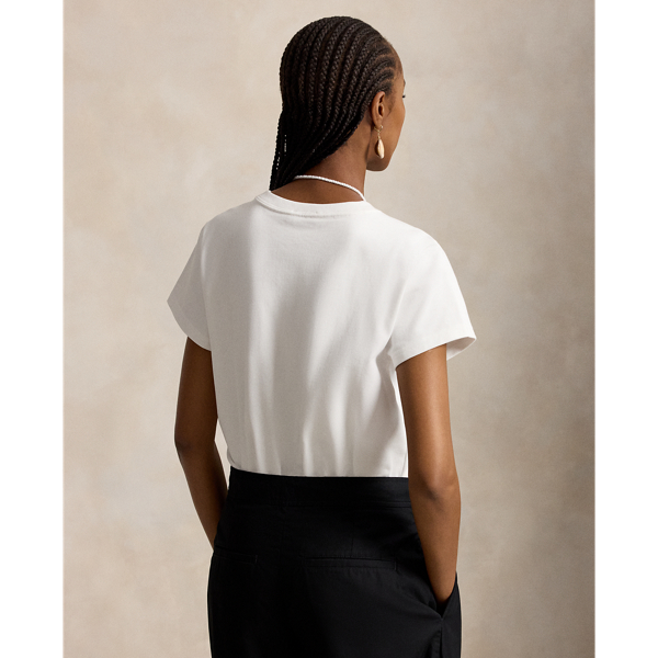 Shrunken fit katoenen T-shirt met V-hals