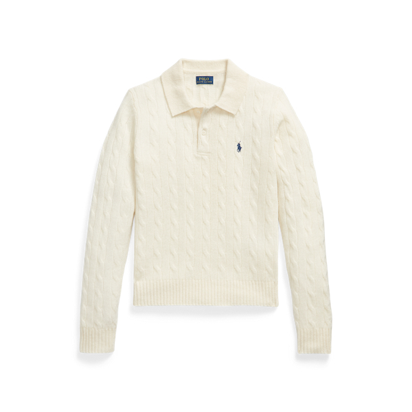 Cable Wool-Cashmere Polo-Collar Jumper