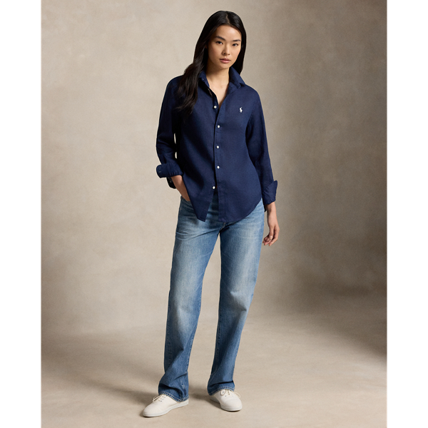 Polo Ralph Lauren クラシック ショート フィット リネン シャツ タイダル ネイビー 4