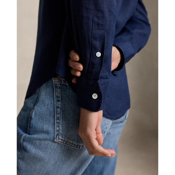 Polo Ralph Lauren クラシック ショート フィット リネン シャツ タイダル ネイビー 6