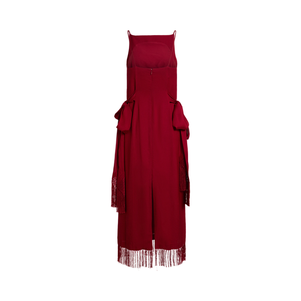 Side-Tie Fringe Column Dress