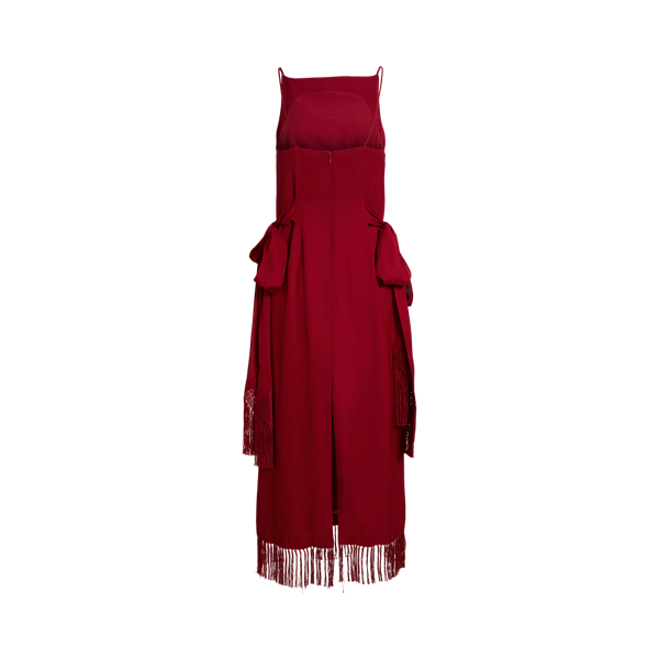 Side-Tie Fringe Column Dress