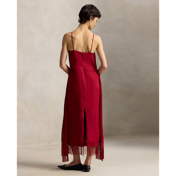 Side-Tie Fringe Column Dress
