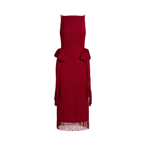 Side-Tie Fringe Column Dress