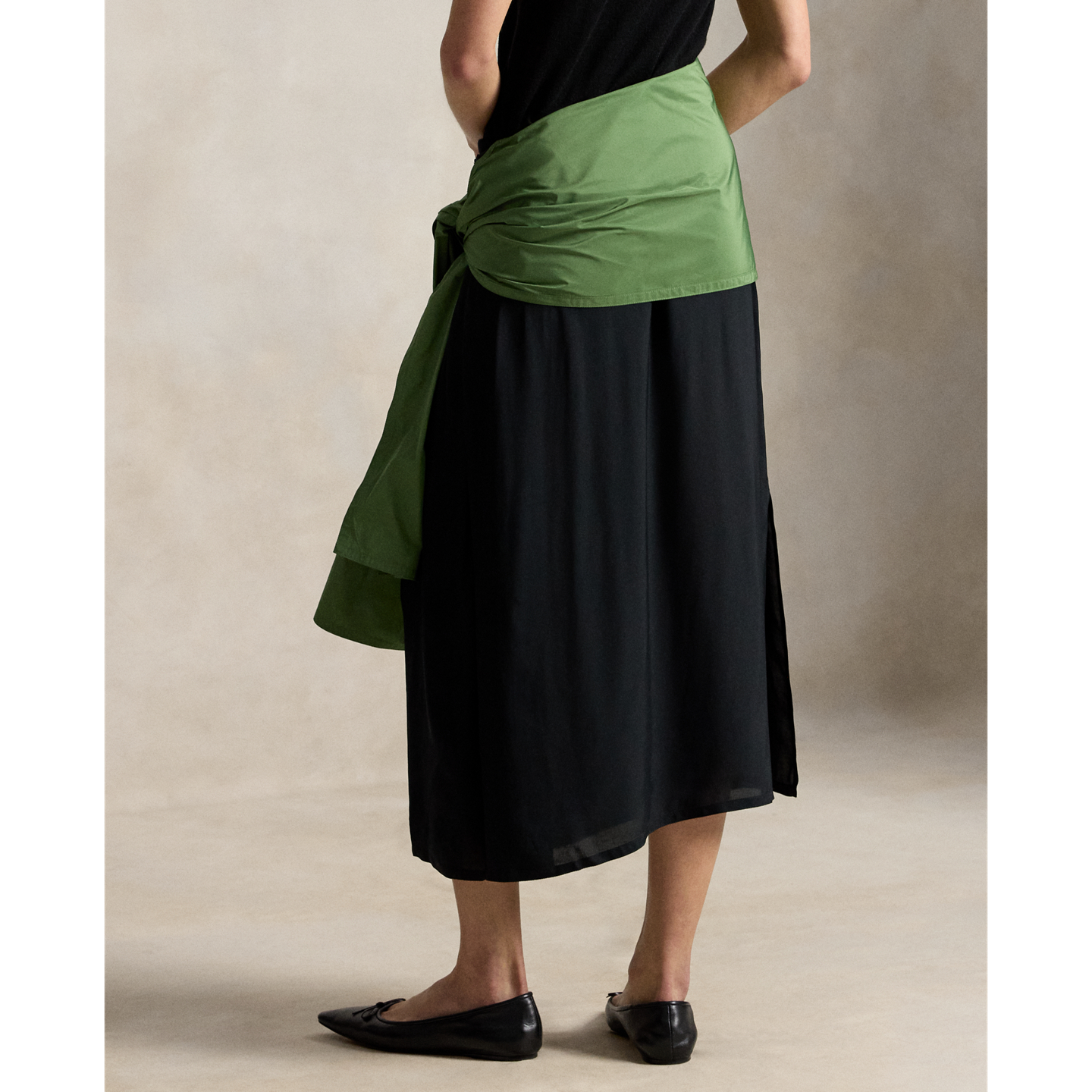 Женские юбки Polo Ralph Lauren Taffeta-Sash Maxiskirt, цвет: Чёрный / Зелёный — фото 2