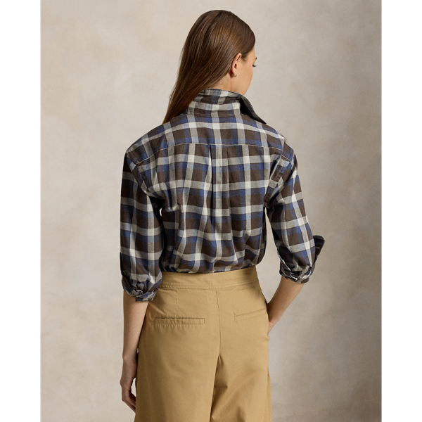 Relaxed Fit Plaid Cotton Twill Shirt