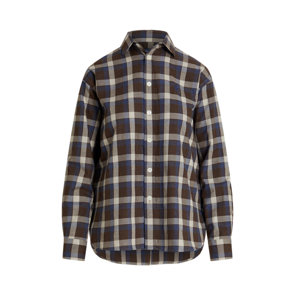 Relaxed Fit Plaid Cotton Twill Shirt