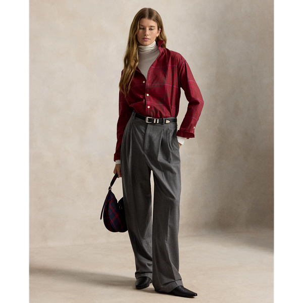 Relaxed Fit Plaid Cotton Twill Shirt