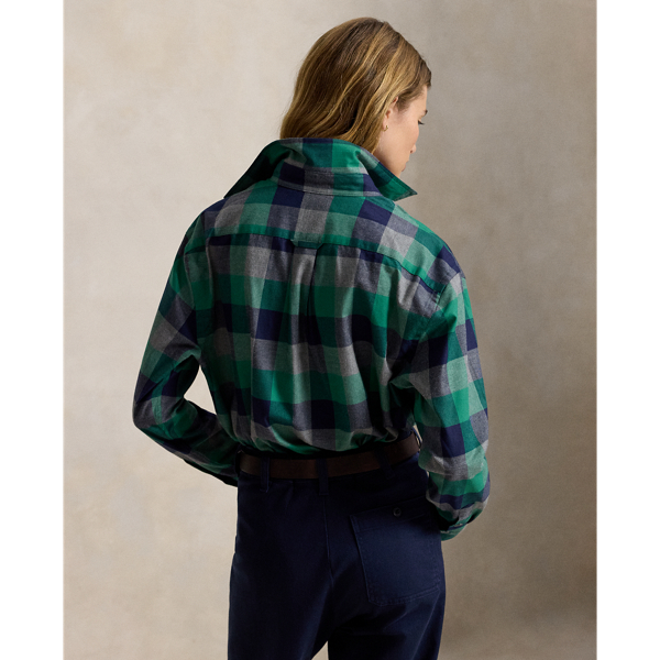 Oversize Fit Plaid Cotton Twill Shirt