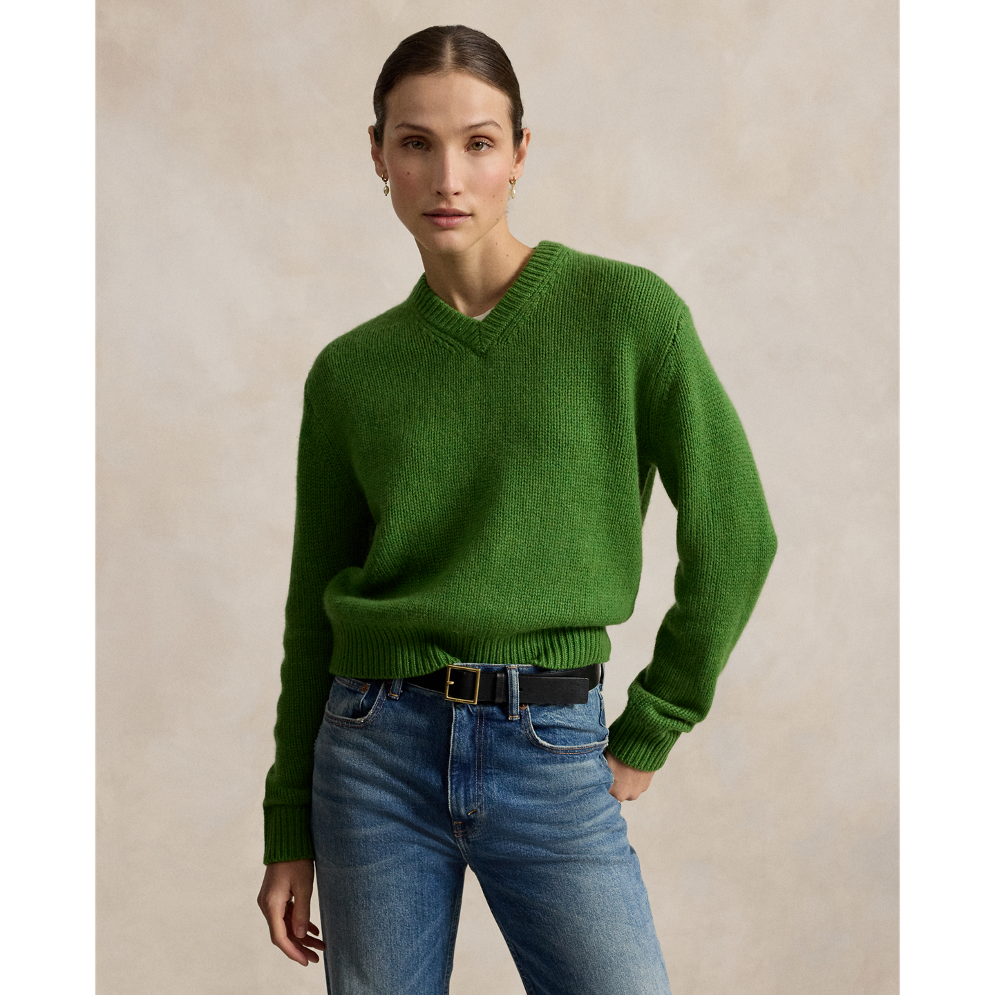 Женский свитер Ralph Lauren Cashmere V-Neck, цвет: New Lawn — фото 4