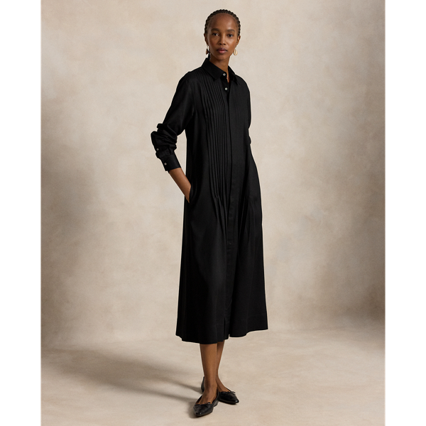 Pleated-Bib Shirtdress
