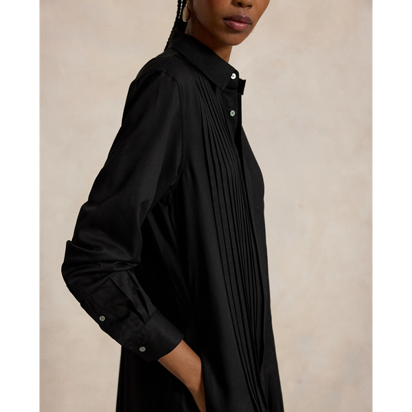 Pleated-Bib Shirtdress