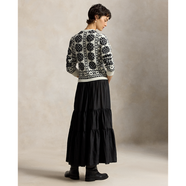 Knit-Bodice Silk Tiered Dress