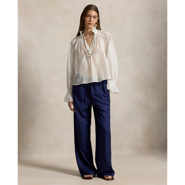 Wide-Leg Drawstring Trousers