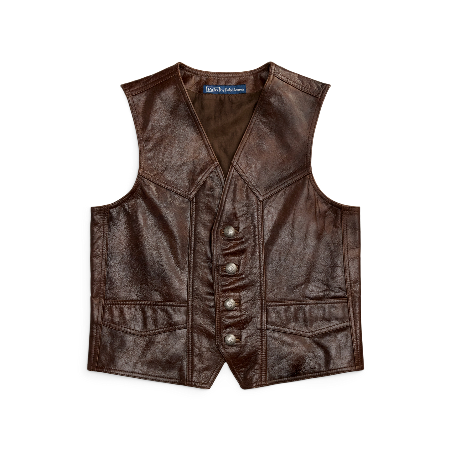 Женский жилет Polo Ralph Lauren Leather, цвет: Коричневый / Бежевый — фото 5