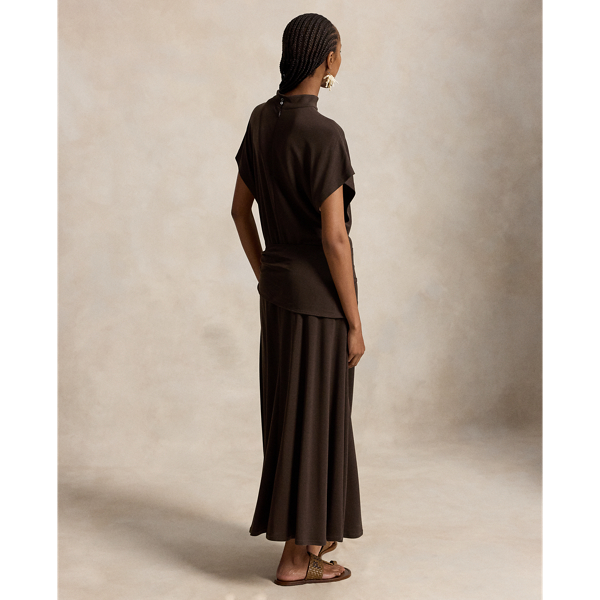 Mockneck Wrap-Detail Dress