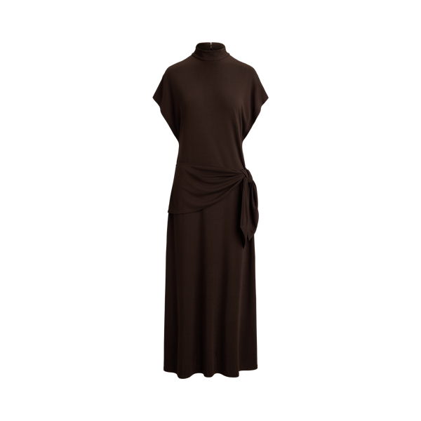 Mockneck Wrap-Detail Dress