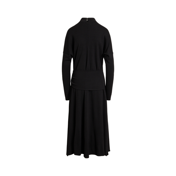 Jersey jurk van wolmix met strikceintuur Polo Ralph Lauren in Polo black 2