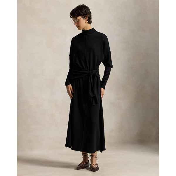 Tie-Waist Wool-Blend Jersey Dress