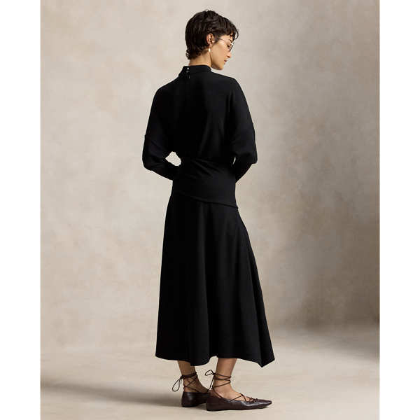 Tie-Waist Wool-Blend Jersey Dress