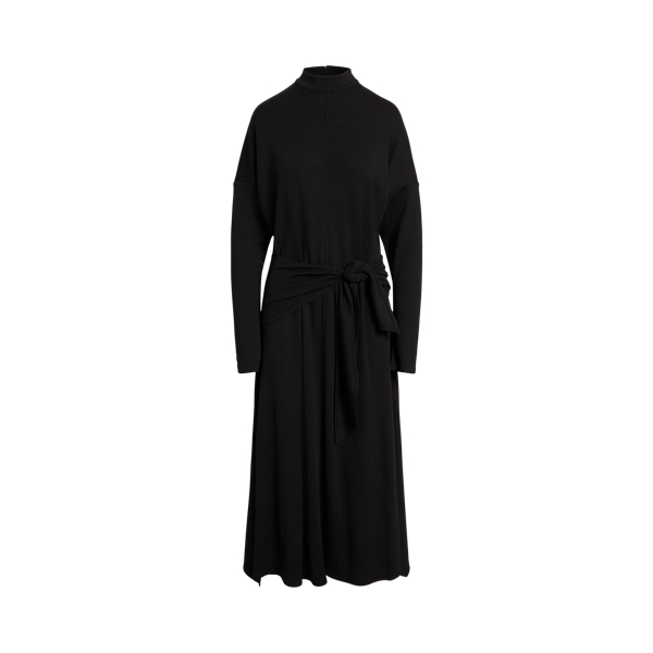 Jersey jurk van wolmix met strikceintuur Polo Ralph Lauren in Polo black 1