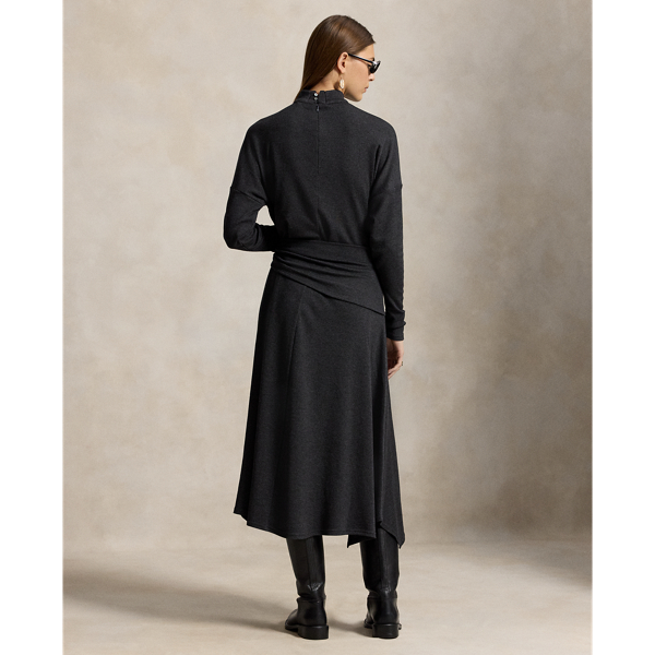Robe taille nou&eacute;e, jersey laine m&eacute;lang&eacute;e