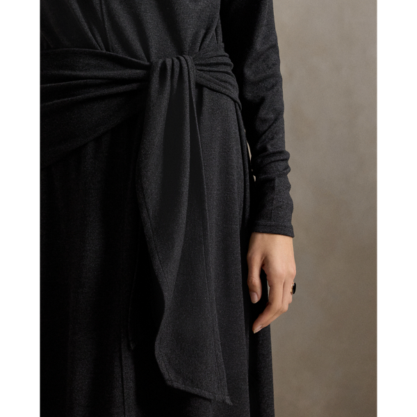 Robe taille nou&eacute;e, jersey laine m&eacute;lang&eacute;e