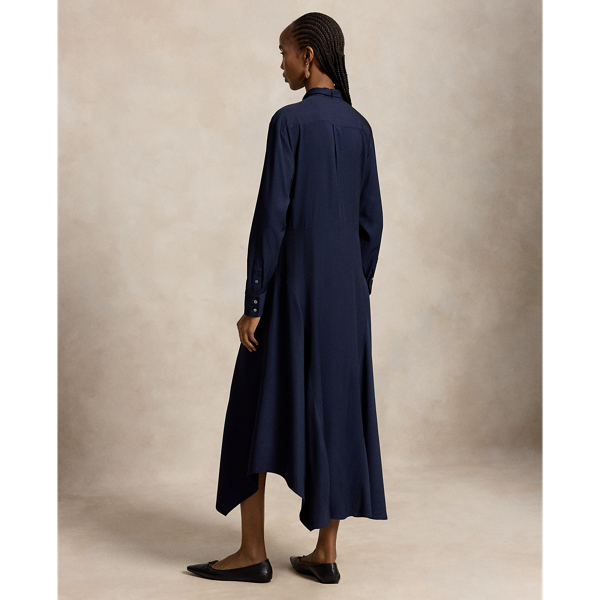 Robe-chemise lavalli&egrave;re en serg&eacute;