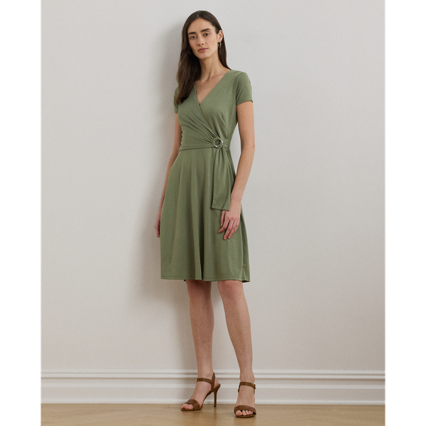 【RALPH LAUREN】ラムスキン ノースリーブ Vネック シフトドレス ツートーン キャップスリーブ シフト セーター ドレス | ラルフ